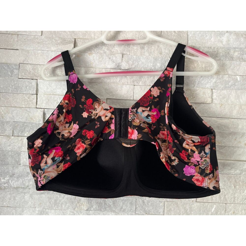 TORRID Pink Black Floral Bra Top   Women's Size 44DD - Picture 9 of 10